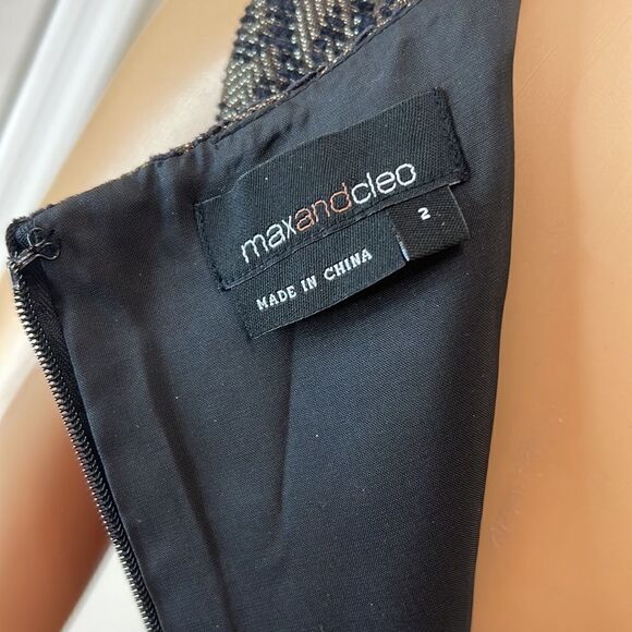 Maxandcleo Dress Size 2 Scoop Neck Sleeveless Metallic Slimming Ruched Mini - Picture 8 of 9